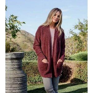 NWT Barefoot Dreams Cozychic Cali Cardi Cardigan Sweater Garnet Rosewood Medium